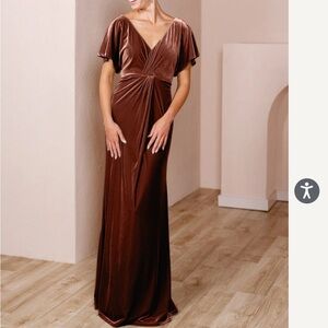 Revelry Gwen velvet maxi dress rust color size 4